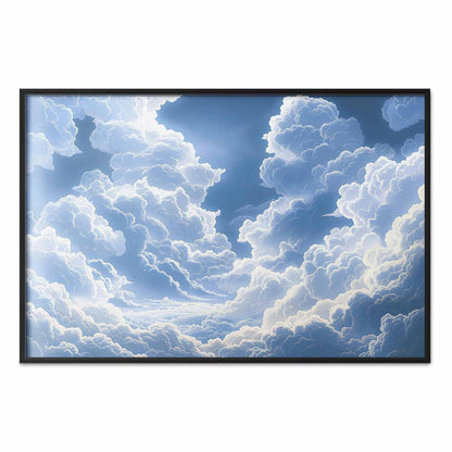Poster - Blue Sky Breaking Through White, Fluffy Clouds
