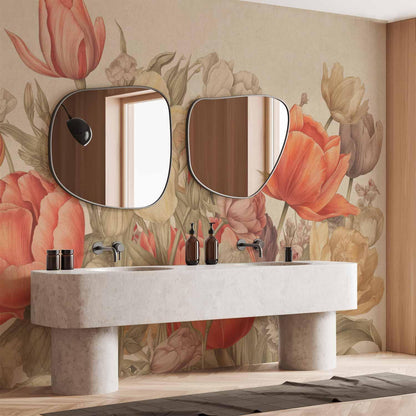 Fototapete - Bouquet of flowers on a cream background