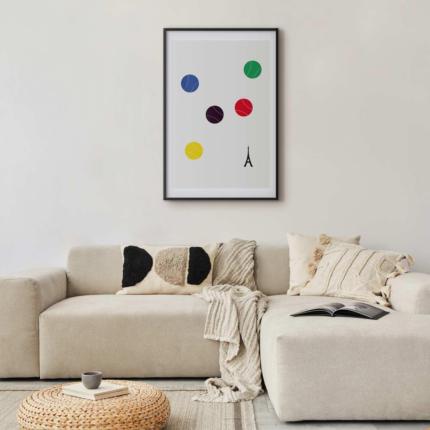 Poster - Eiffel Tower and Colorful Tennis Balls Artgeist
