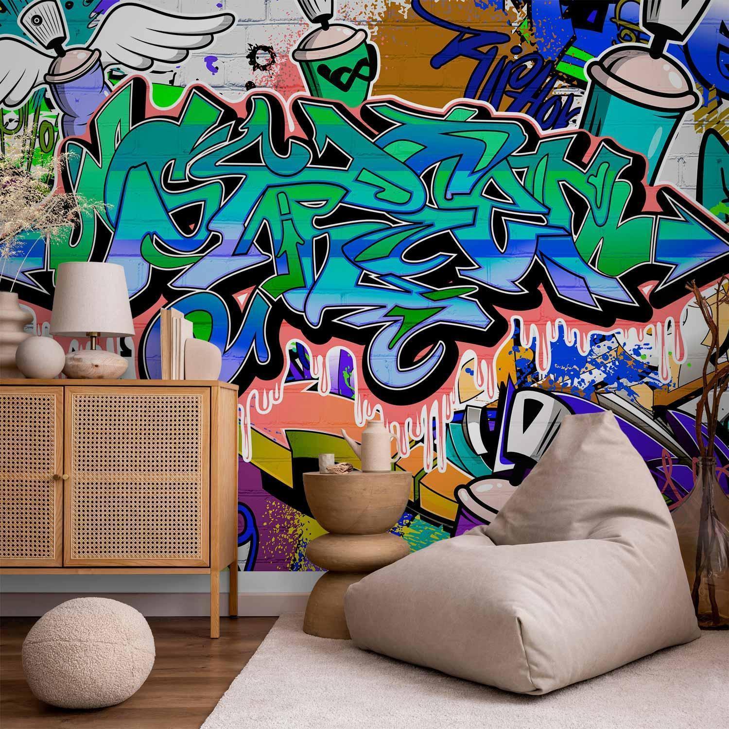 Fototapete - Graffiti: blue theme Artgeist