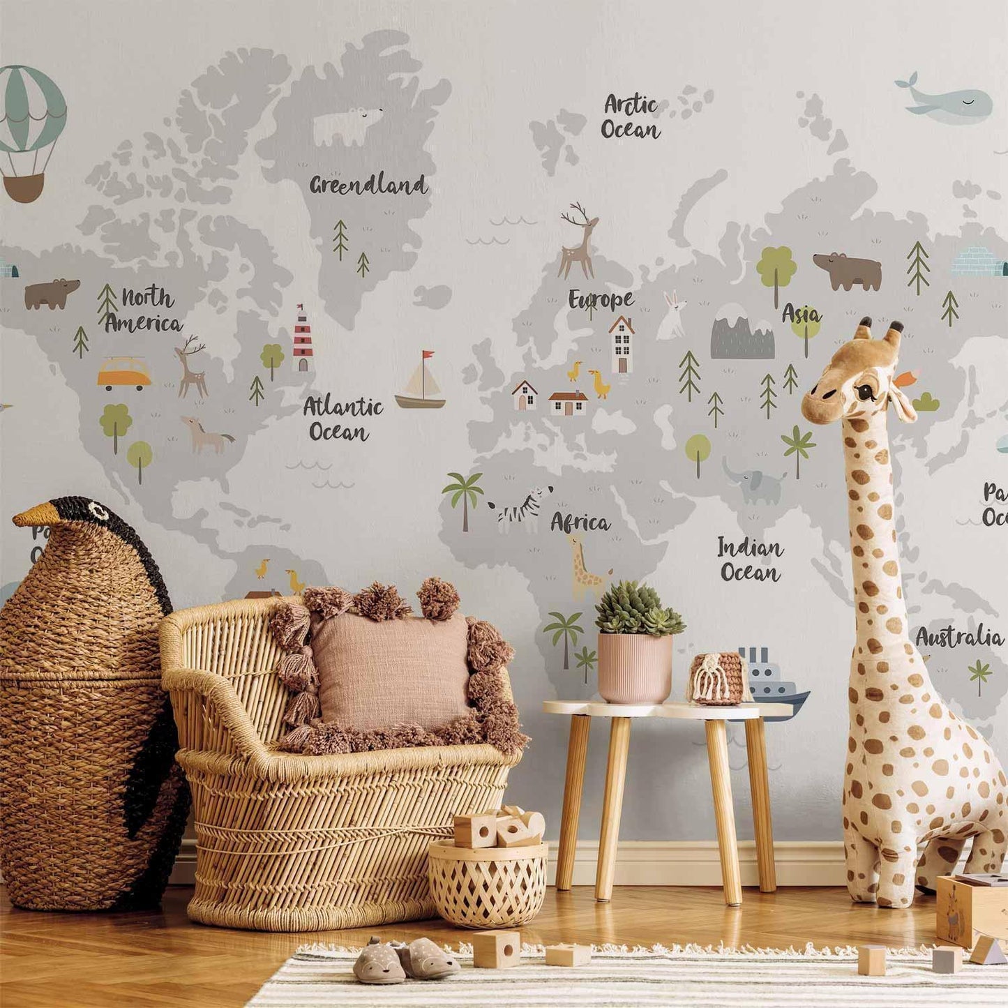 Fototapete - Minimalist Map for Children's Room