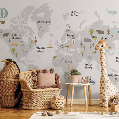 Fototapete - Minimalist Map for Children's Room