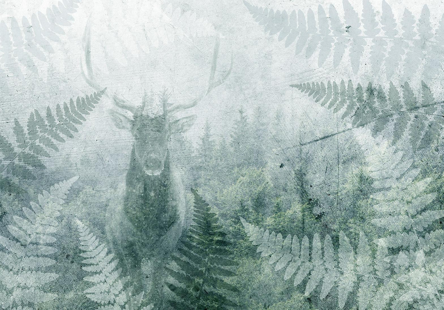 Fototapete - Deer in Ferns - Third Variant Artgeist