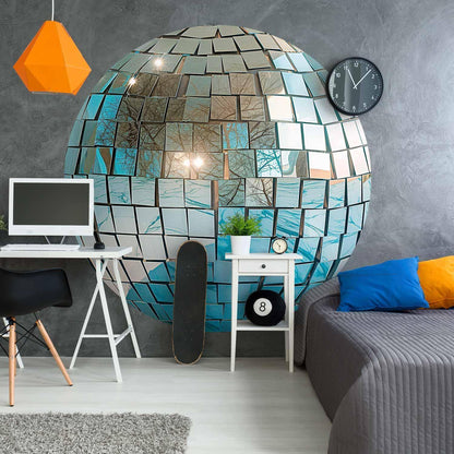 Runde Fototapete - Sky blue disco ball