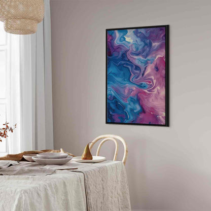 Leinwandbild - Night Flows - Abstract Waves in Shades of Blue and Violet