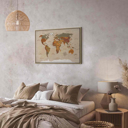 Leinwandbild - World Map: Beige Chic