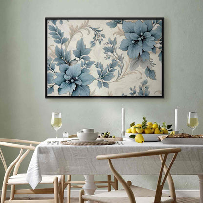 Leinwandbild - Turquoise Flowers in Retro Ambience Floristic Ornaments