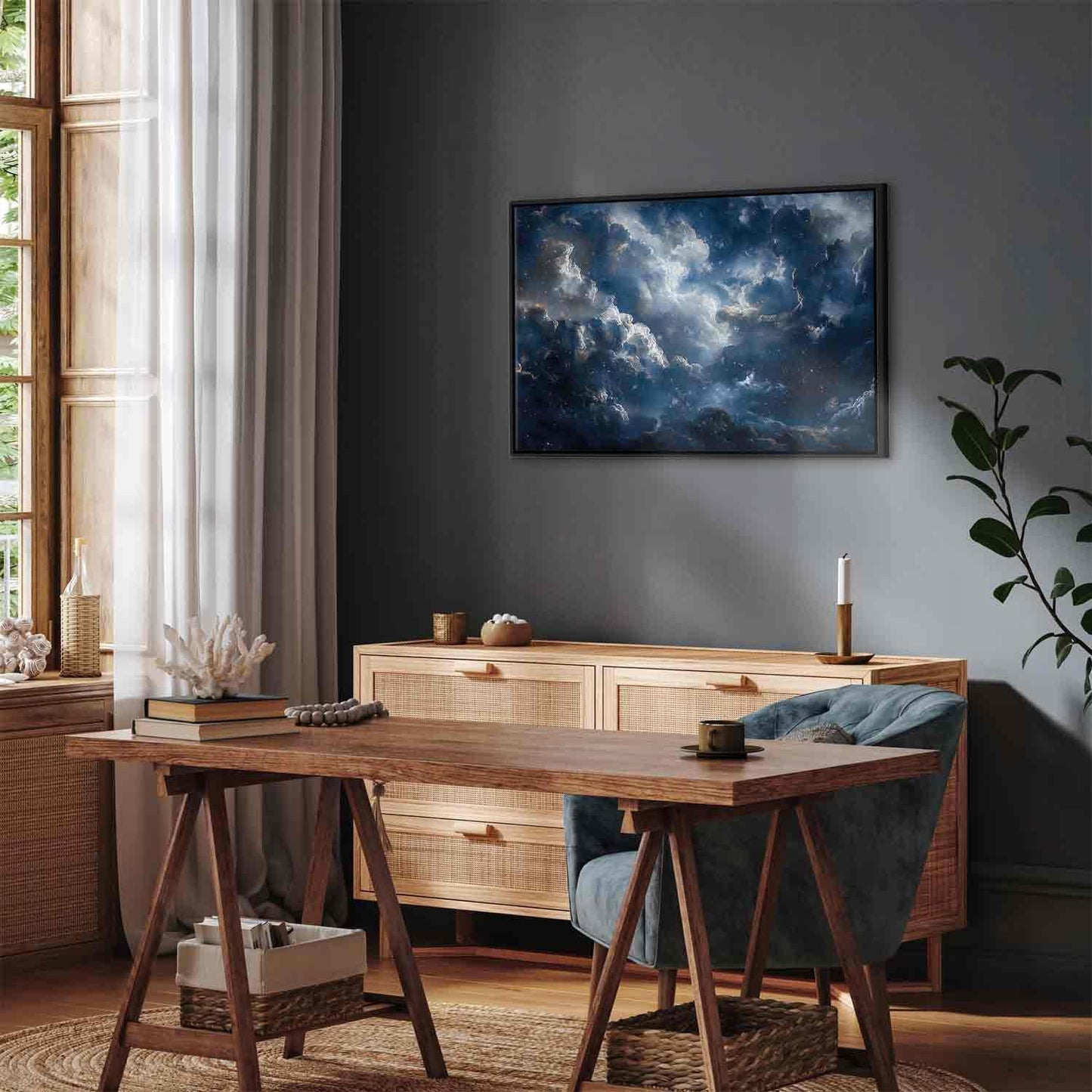 Leinwandbild - Astronomical Wonders: Clouds and Stars in Harmonious Combination