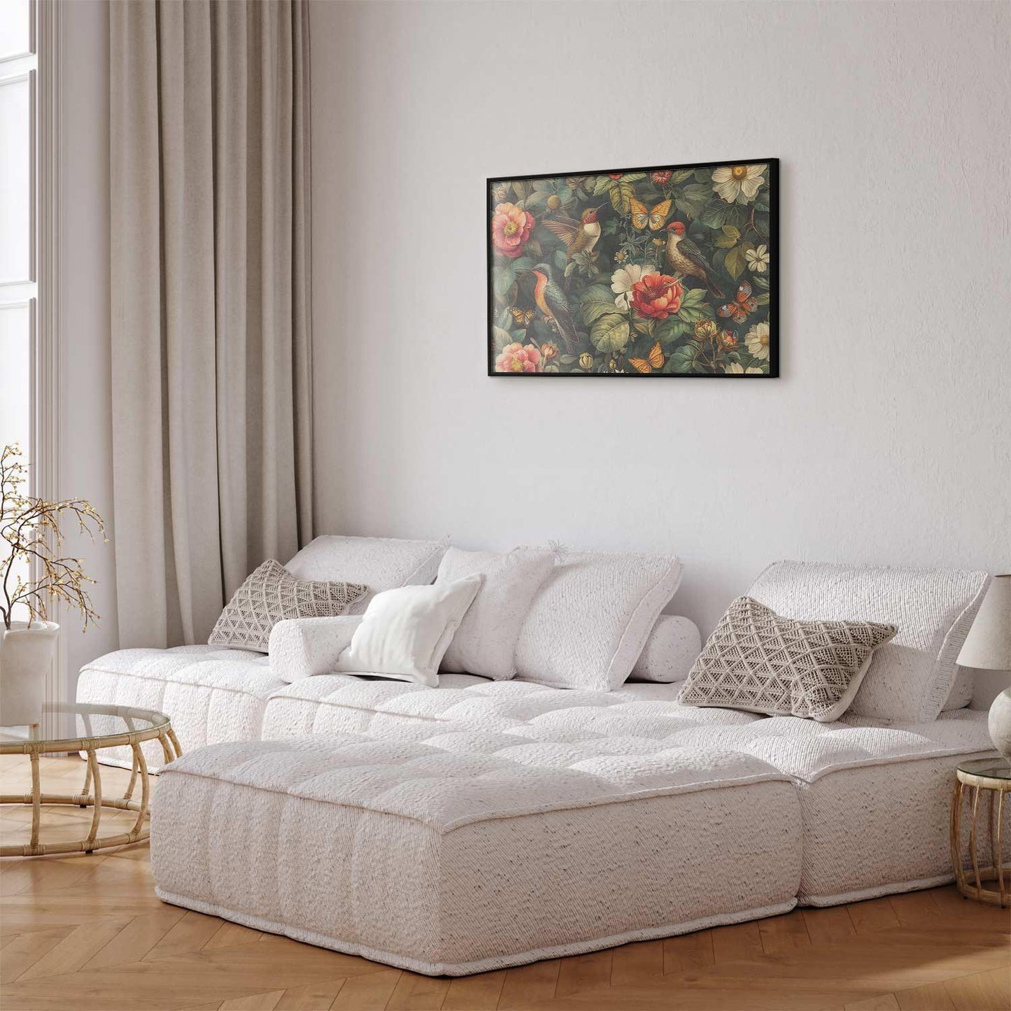 Poster - Flowers, Birds, and Butterflies - vintage-style illustration