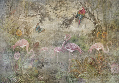 Fototapete Wilde Fauna und Flora - Exotische Tierwelt mit tropischer Pflanzenpracht