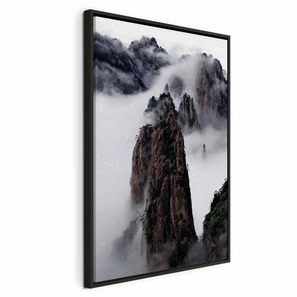 Leinwandbild - High Mountains in Mist (1-part) - Landscape of Clouds Amid Rocks