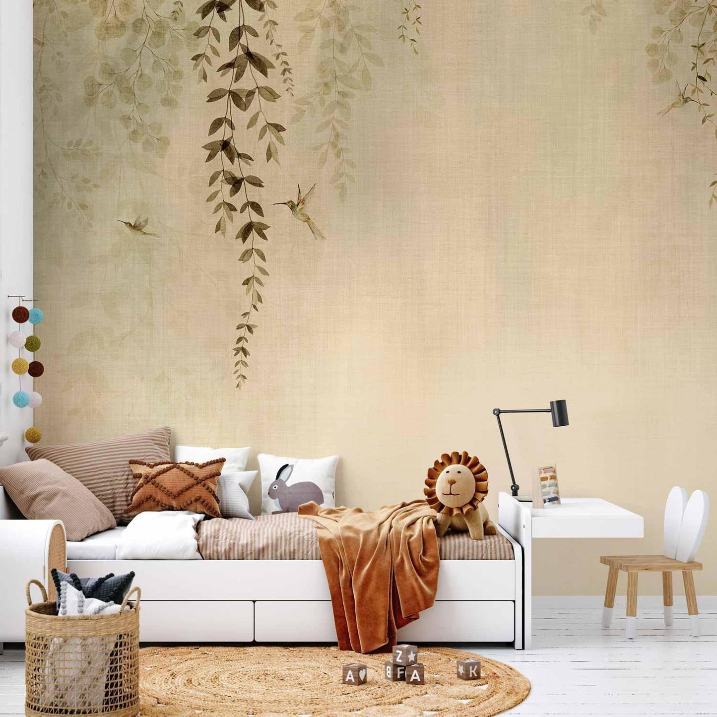 Fototapete - Beige Hummingbirds Artgeist