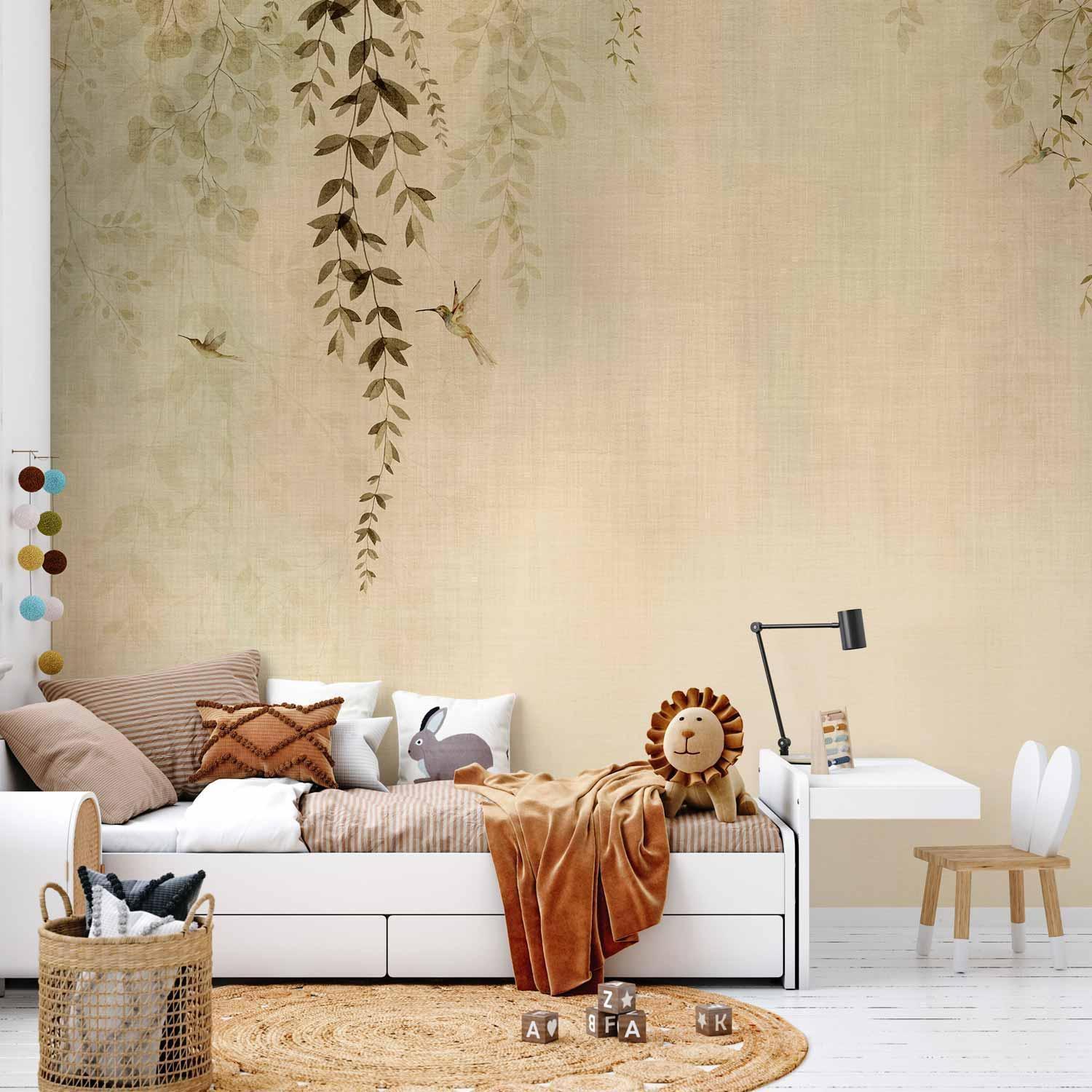 Fototapete - Beige Hummingbirds Artgeist