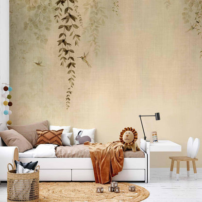 Fototapete - Beige Hummingbirds Artgeist