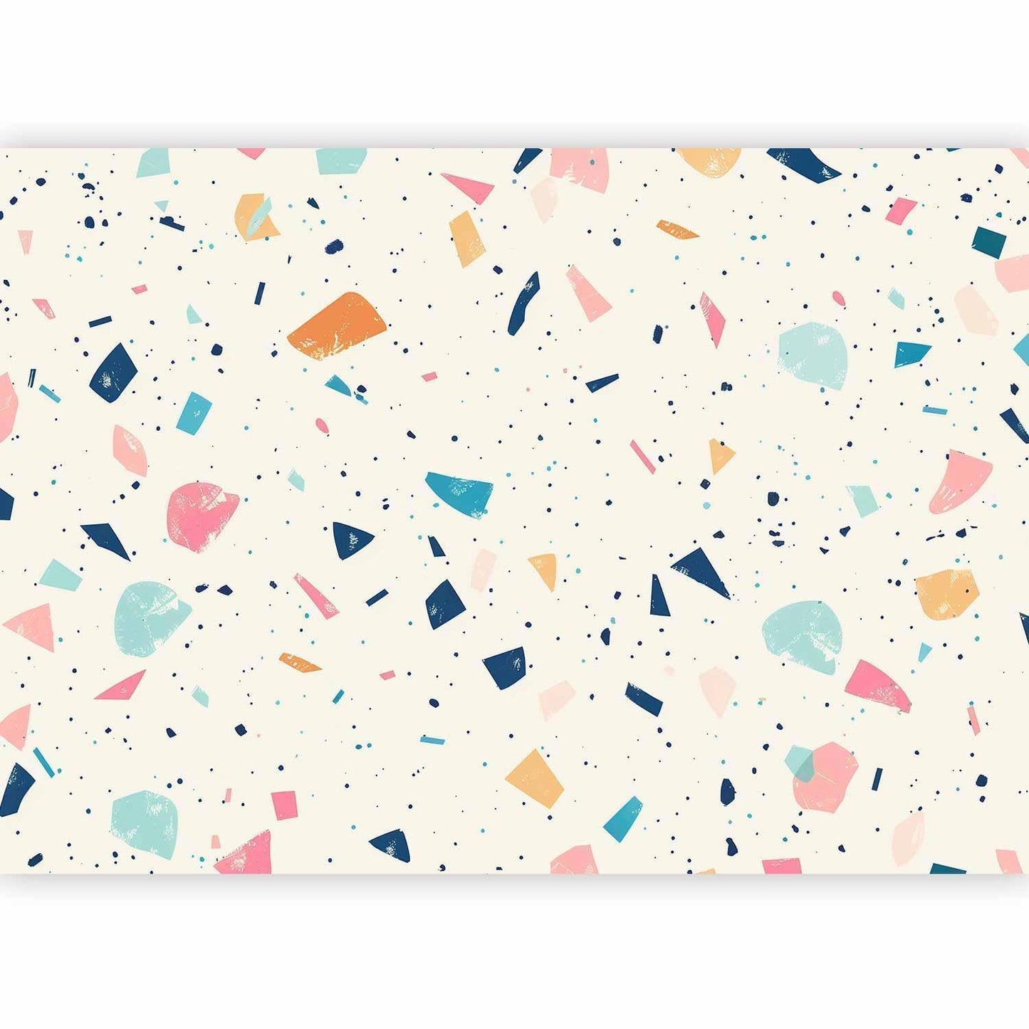 Fototapete - Terrazzo with Multicolored Large Elements Cheerful Pattern on a Light Background