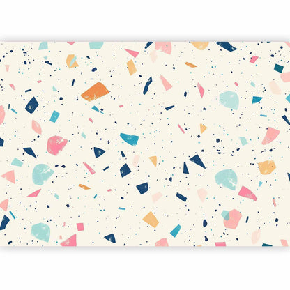 Fototapete - Terrazzo with Multicolored Large Elements Cheerful Pattern on a Light Background