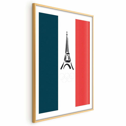 Poster - Graphic Eiffel Tower Against the French Flag Artgeist