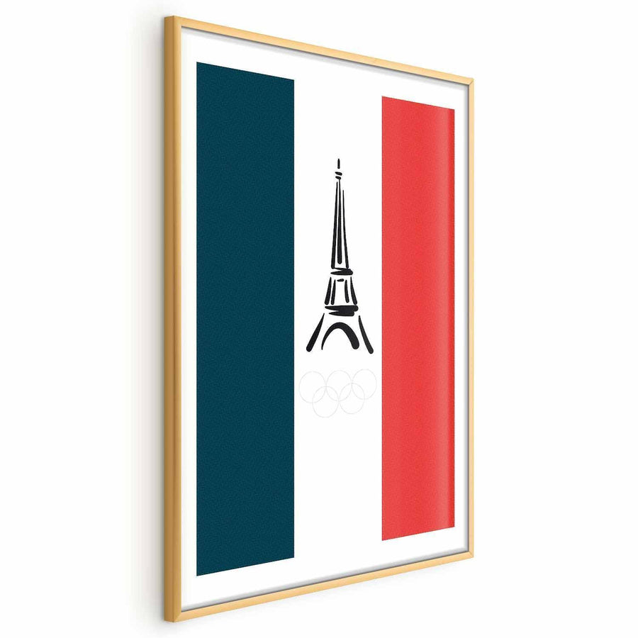 Poster - Graphic Eiffel Tower Against the French Flag Artgeist