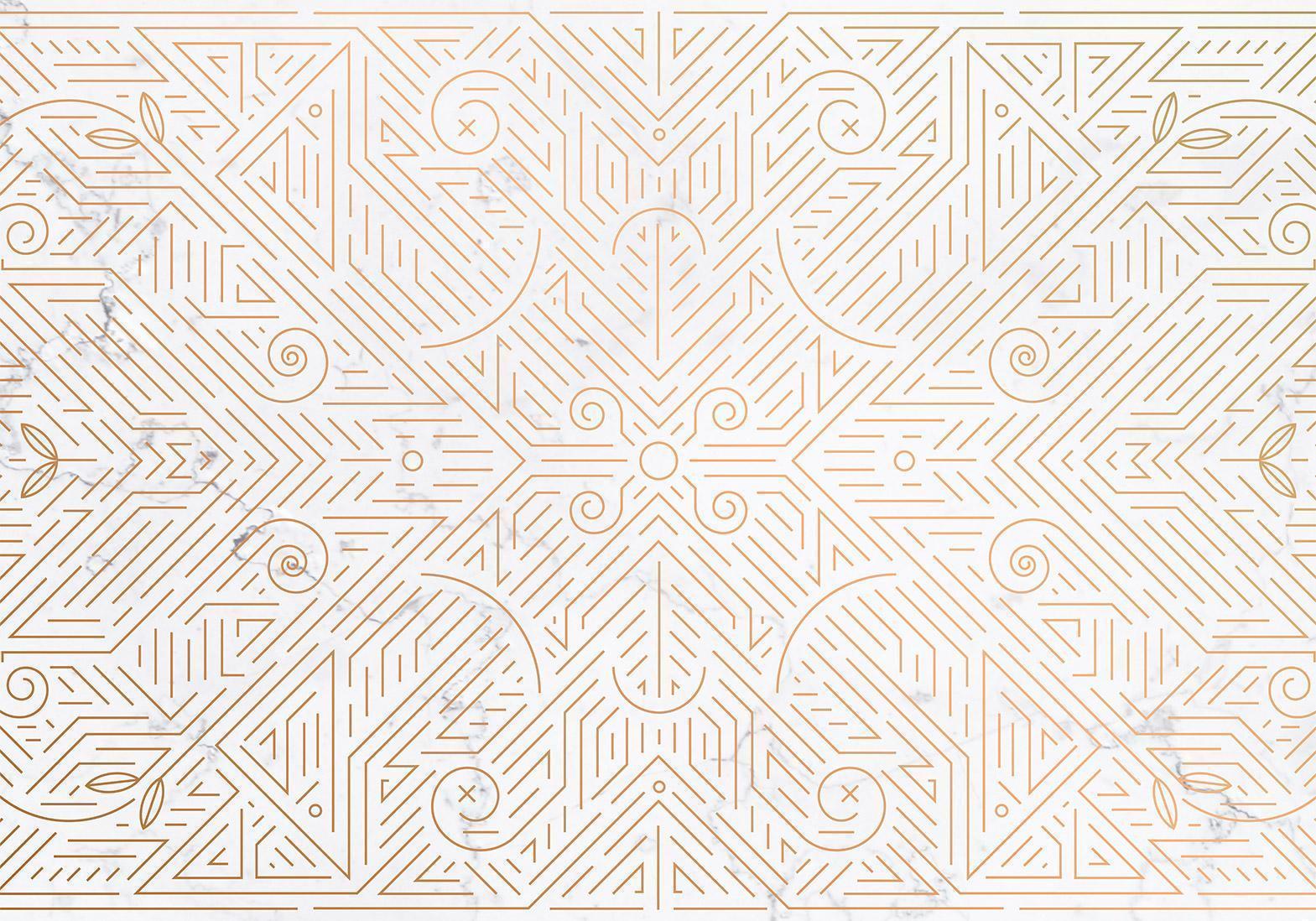 Fototapete - Geometric Pattern Shades of Gold and Marble Stone Artgeist