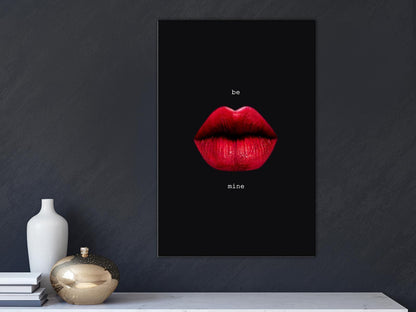 Leinwandbild - Red Lips (1-part) - Black Background with English Text Artgeist