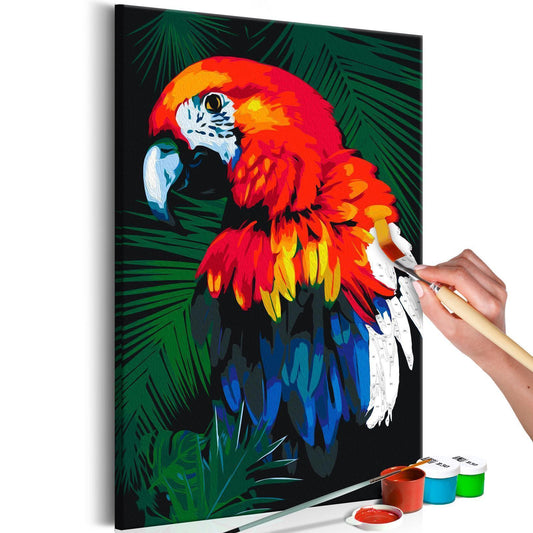 Wandbild zum Ausmalen Parrot Dekoration - farbenprächtiger exotischer Papagei als Wandschmuck