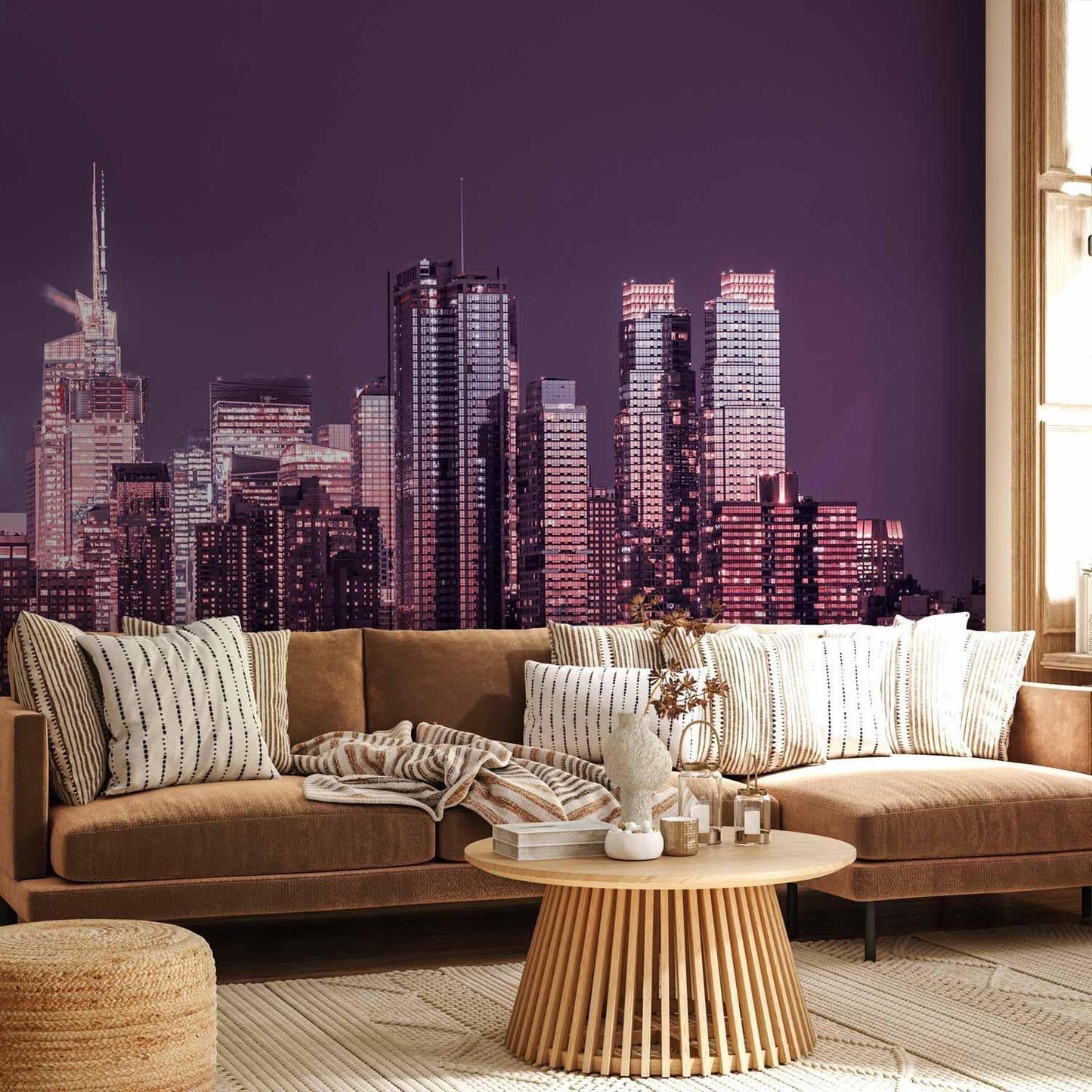 Fototapete Manhattan bei Nacht – New York City in Violetttönen