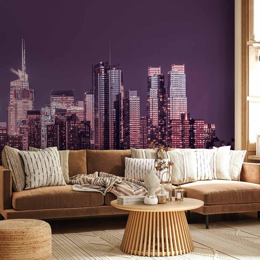 Fototapete Manhattan bei Nacht – New York City in Violetttönen