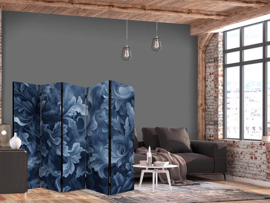 Paravent - Abstract Ornaments - Dark Blue Victorian Leaves Artgeist