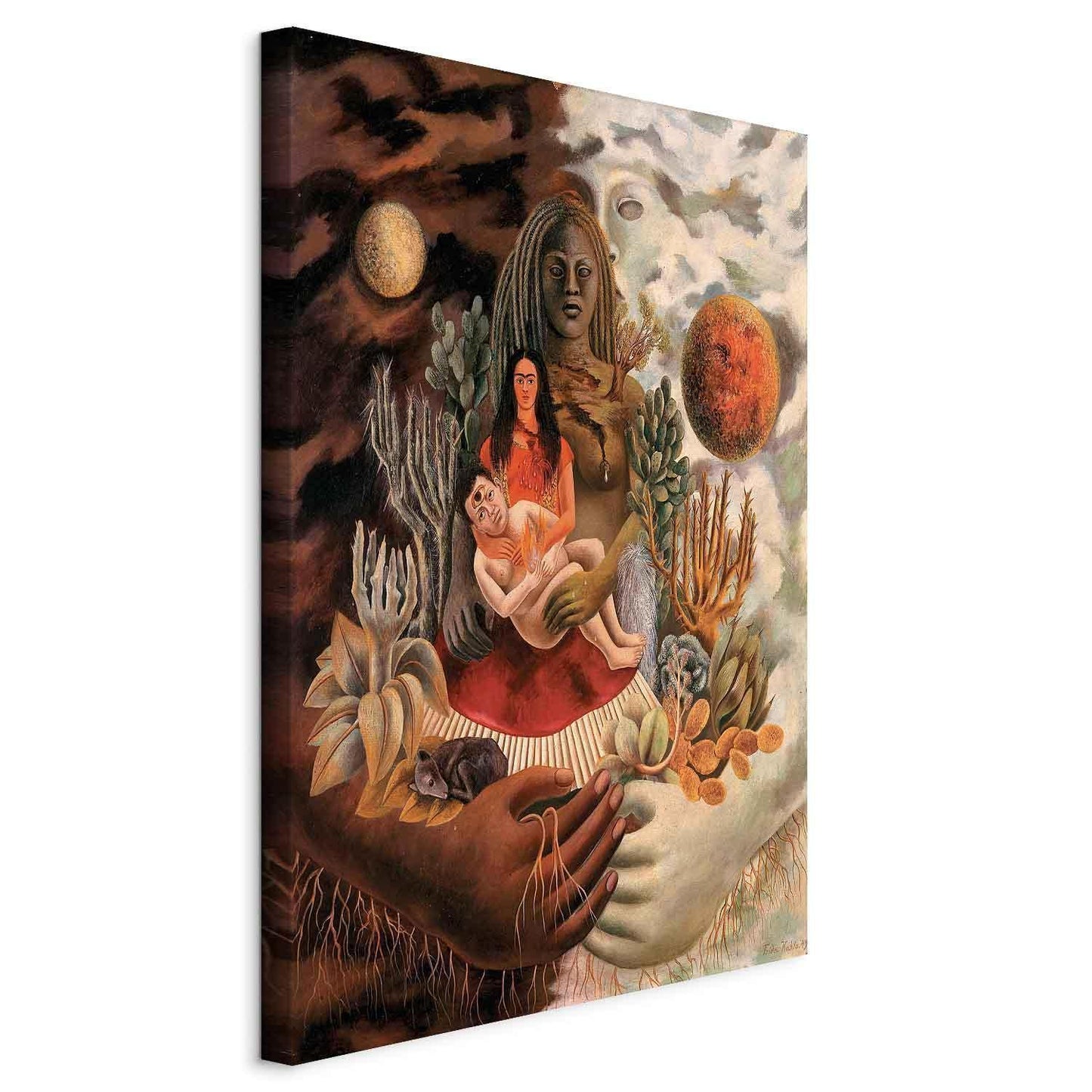 Leinwandbild - Frida Kahlo – The Love Embrace of the Universe, the Earth (Mexico), Myself, Diego, and Señor Xolotl