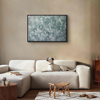 Leinwandbild - Ornaments in Worn Muted Turquoises: Delicate Plant Pattern