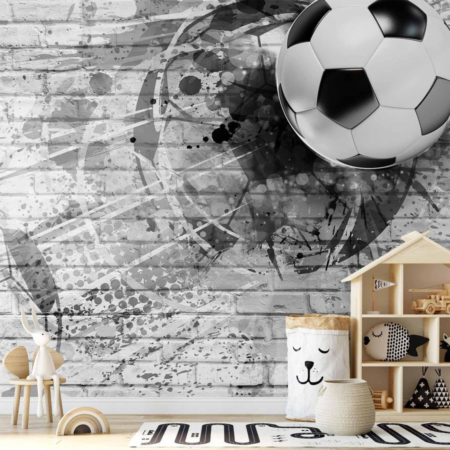 Fototapete Dynamischer Fußball – Actionreiche Wandgestaltung für Sportfans