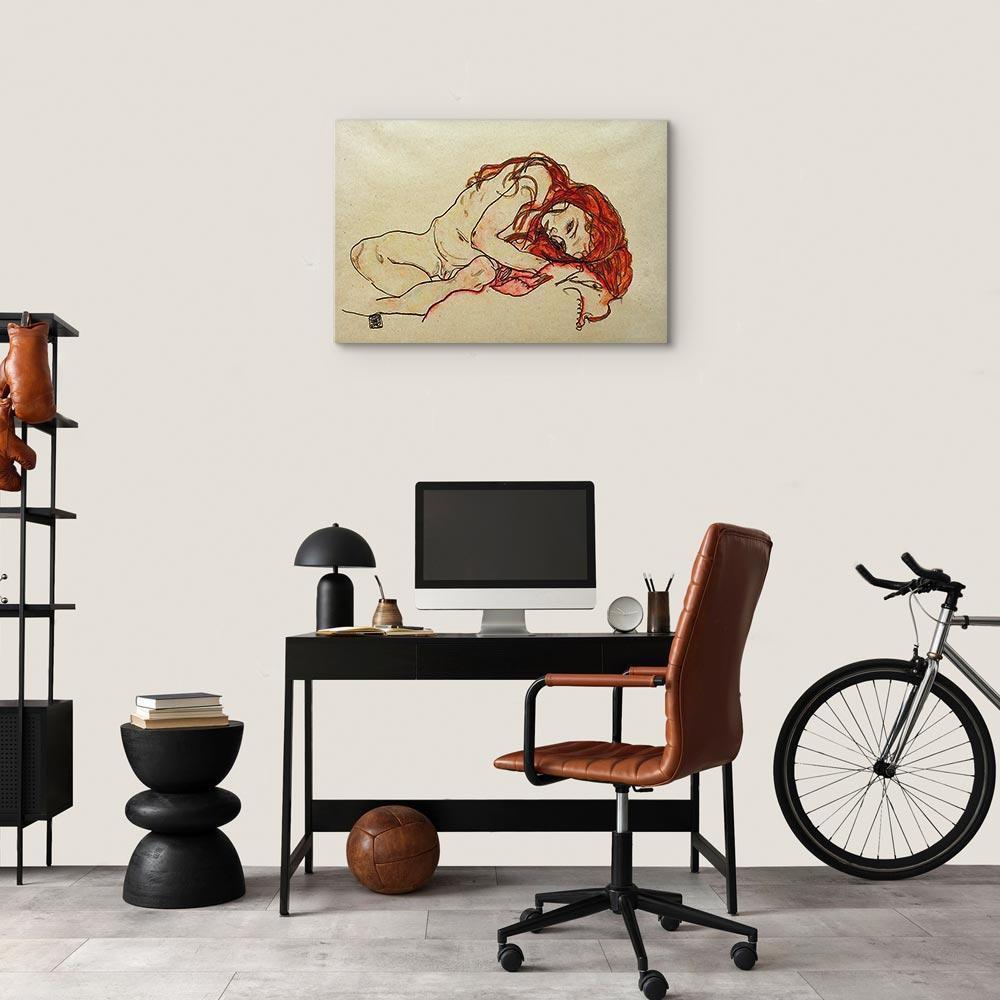 Leinwandbild - Egon Schiele – Crouched Girl With Bowed Head