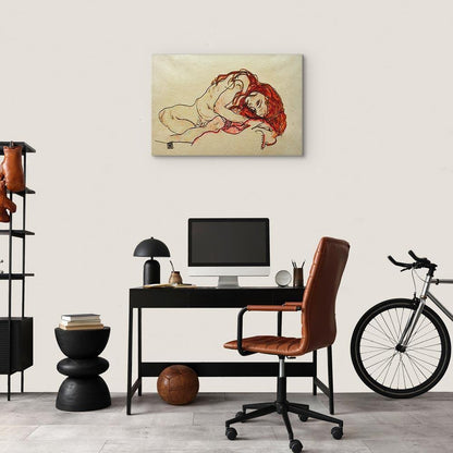 Leinwandbild - Egon Schiele – Crouched Girl With Bowed Head