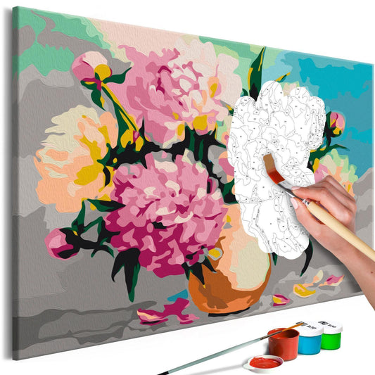 Malen nach Zahlen Blumen in Vase - Klassisches Stillleben mit eleganten Blumen in harmonischer Vasen-Komposition - Sawelt