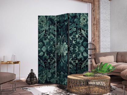 Paravent - Oriental Carpet Pattern - Emerald Ornaments and Rubbed Patterns Artgeist