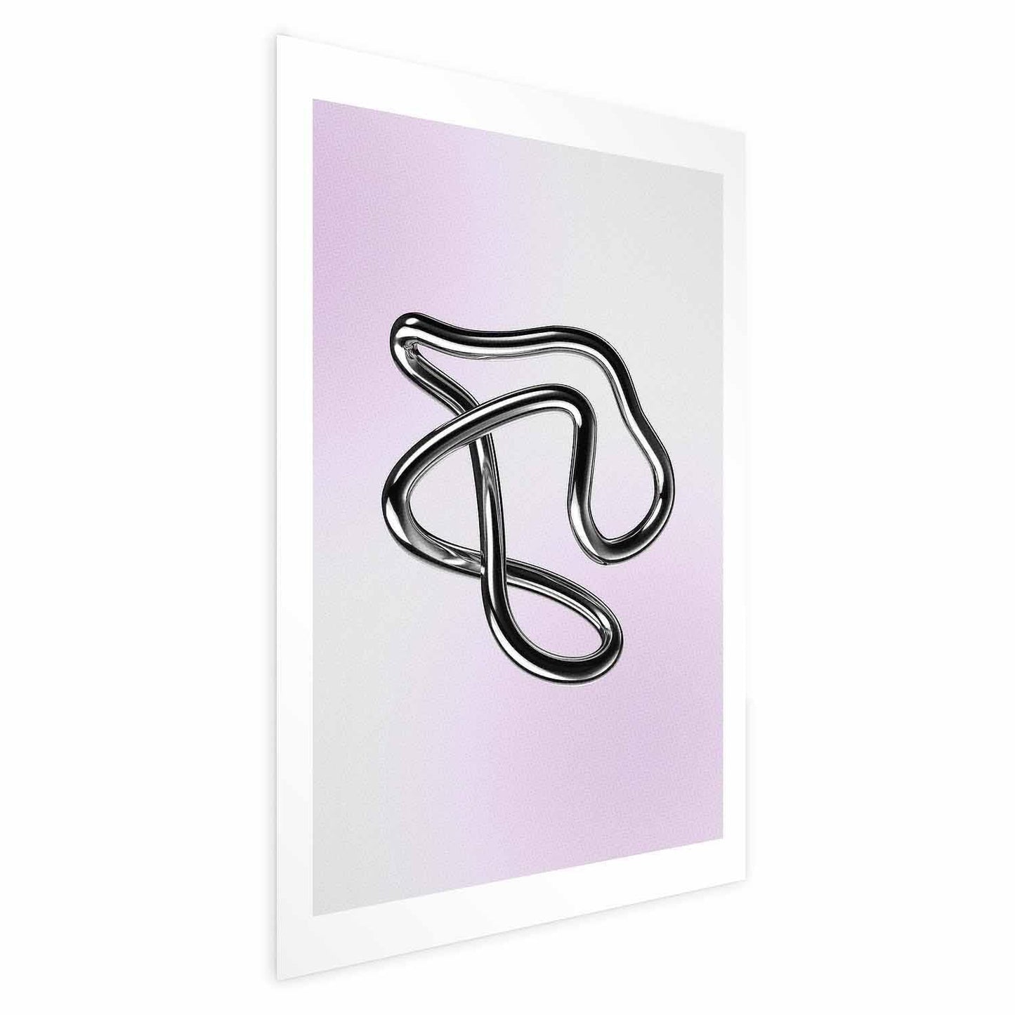 Poster - Silver Intricacies - fluid metallic figure on a gradient background Artgeist
