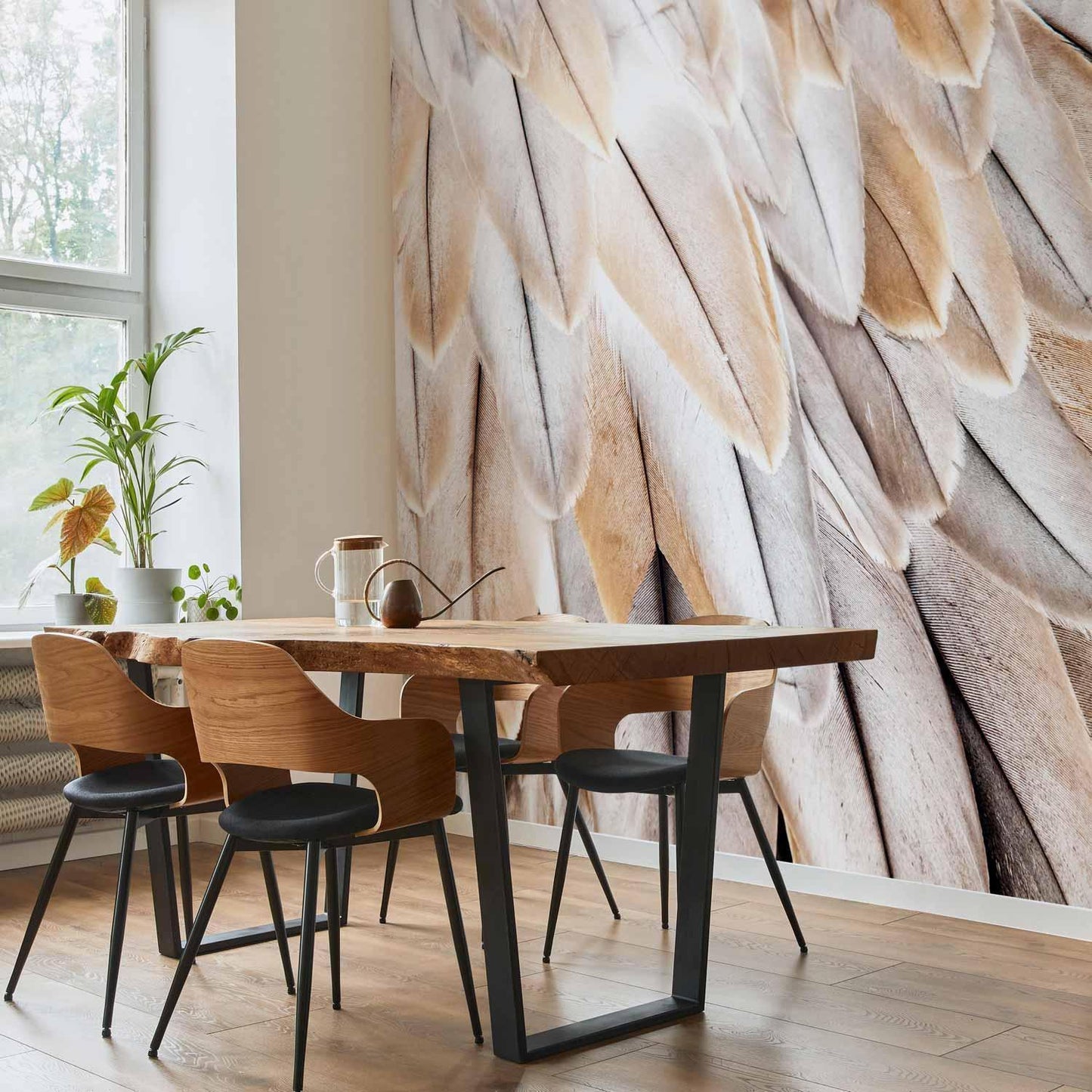 Fototapete - Close-up of bird's wings - uniform close-up on beige bird feathers