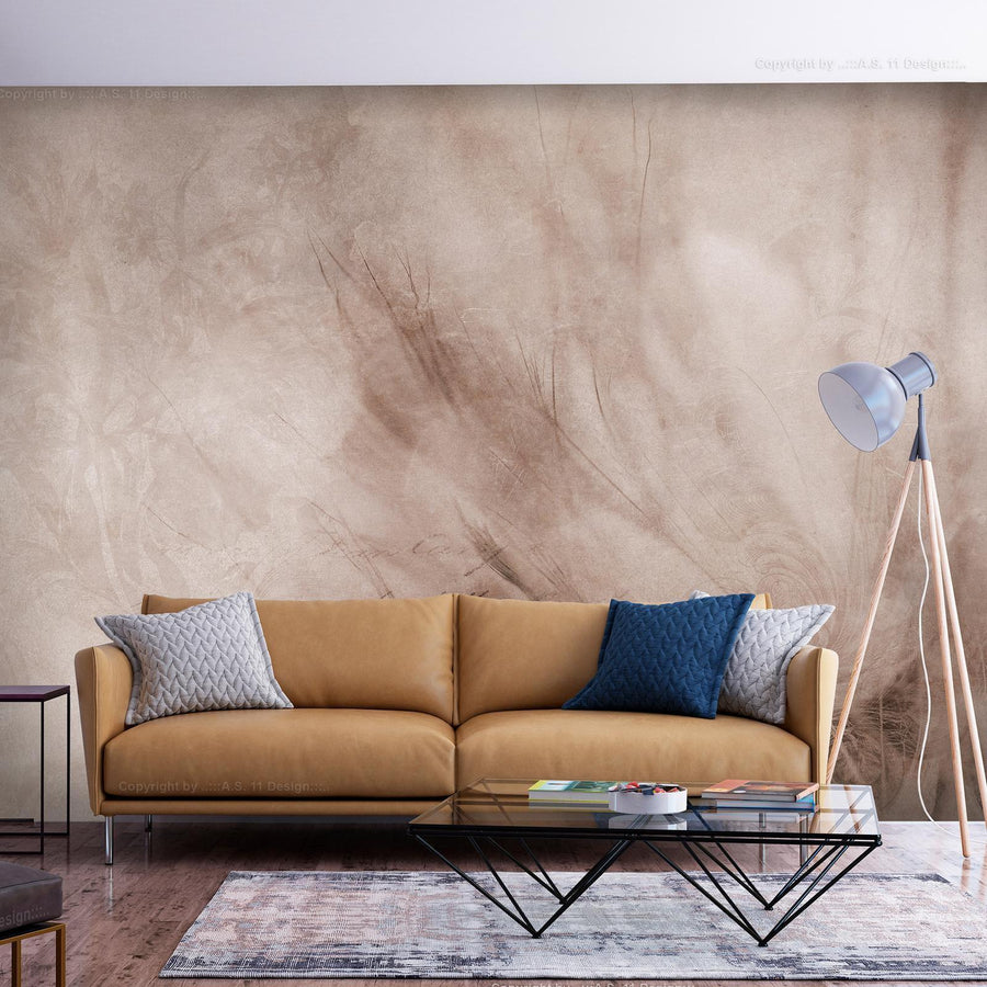 Fototapete Scandi Boho mit Schriftzug und Blumen – modernes Wanddesign im Boho-Stil

