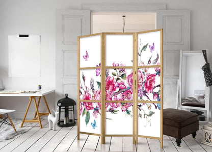 Japanischer Paravent - Style: Flowers and Butterflies Artgeist
