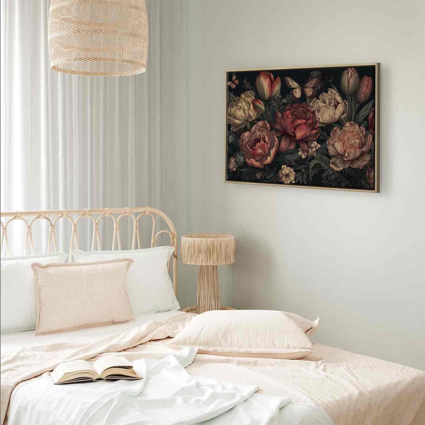 Leinwandbild - Flowers on a turquoise background