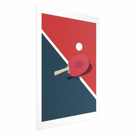 Poster - Table Tennis - Ball and Racket on a Table Artgeist