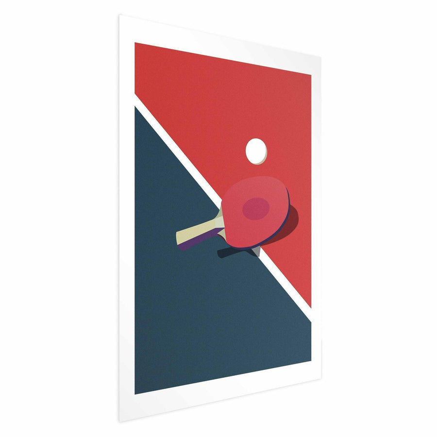 Poster - Table Tennis - Ball and Racket on a Table Artgeist