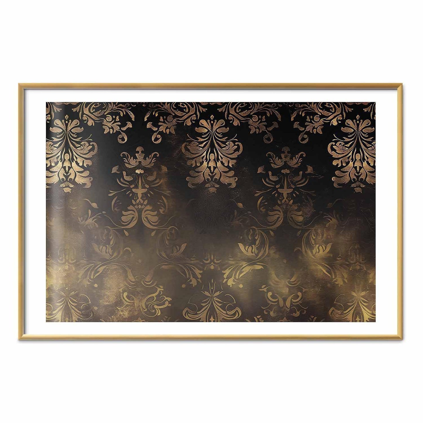 Poster - Dark Baroque Patterns with Golden Accents