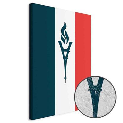 Leinwandbild - Torch Against the Backdrop of the French Flag