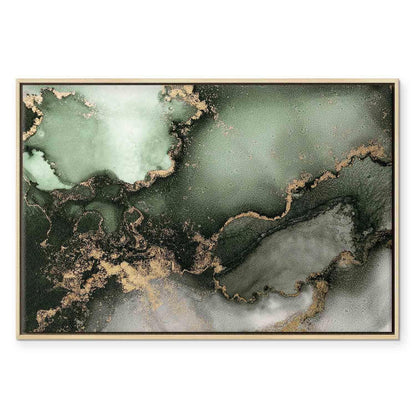 Leinwandbild - Green watercolour - abstraction inspired by the structure of marble