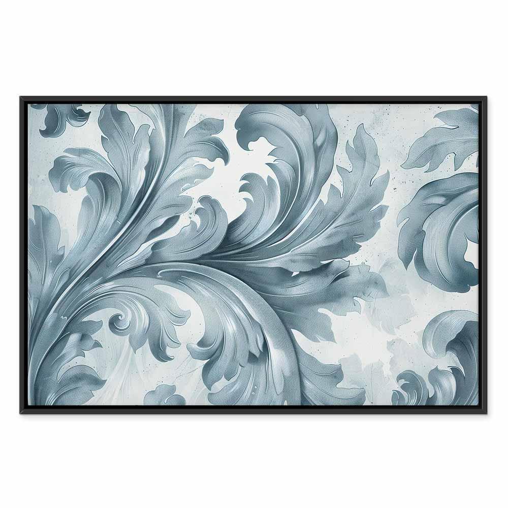 Leinwandbild - Stone Baroque Ornaments in Light Shades of Gray-Blue