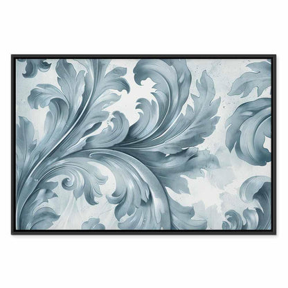 Leinwandbild - Stone Baroque Ornaments in Light Shades of Gray-Blue