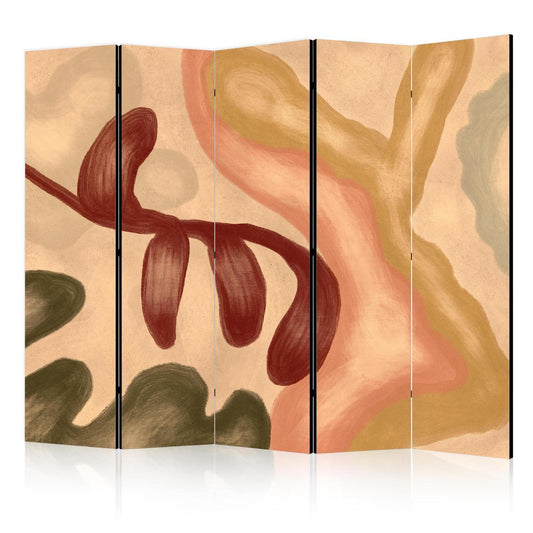 Paravent - Worn Figures - Shapes in Lime Wash Technique in Warm Colors Artgeist