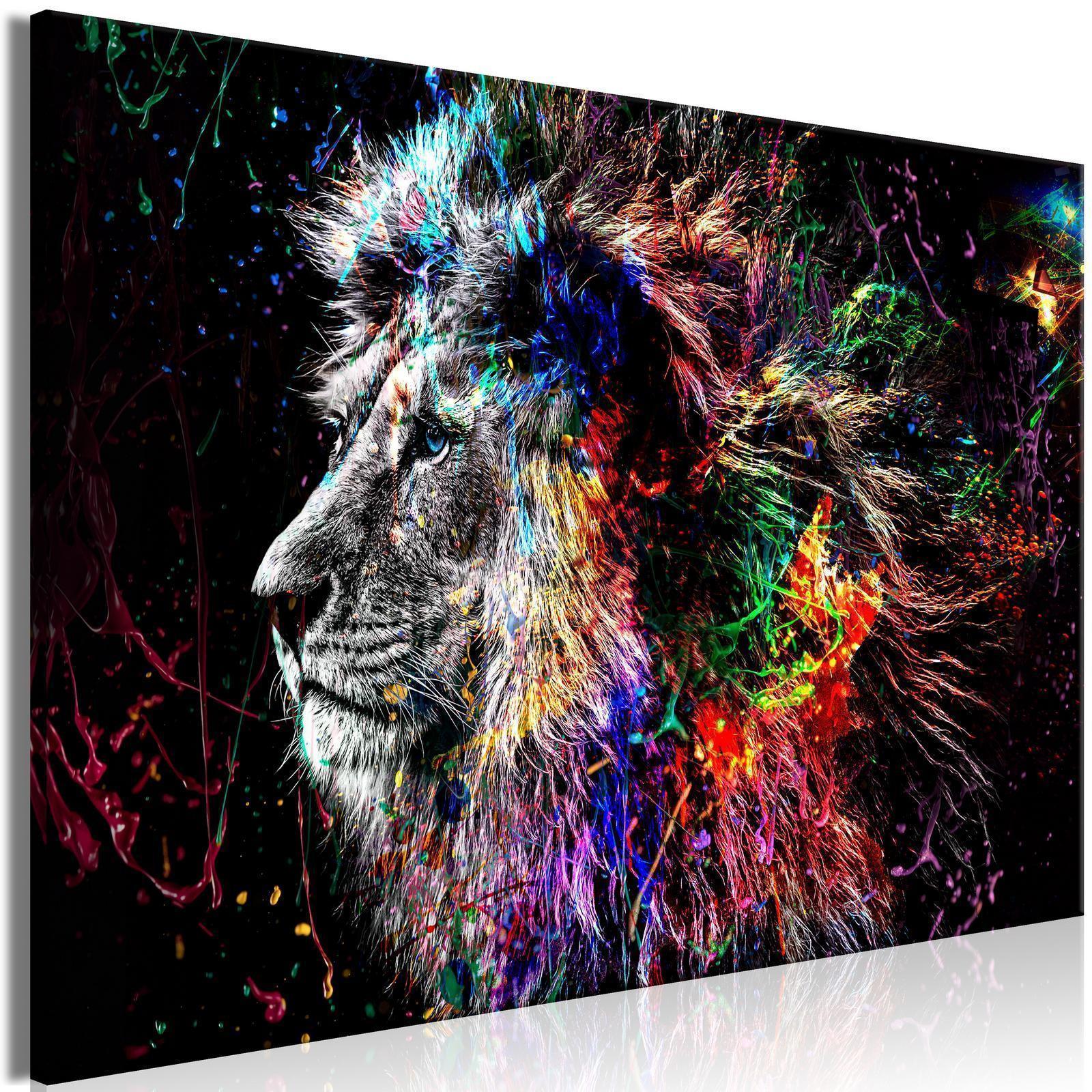 Leinwandbild - Crazy Lion (1 Part) Wide Artgeist