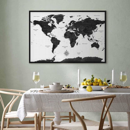 Leinwandbild - Black and White Map (1 Part) Wide Artgeist
